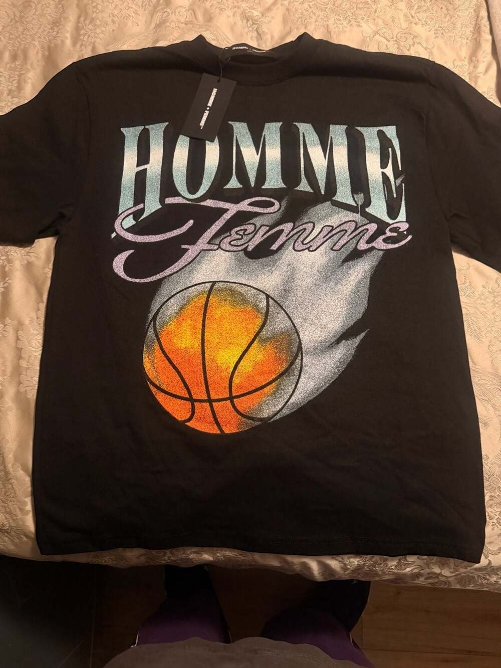 Homme Femme Heat Check Tee In Black And Gold